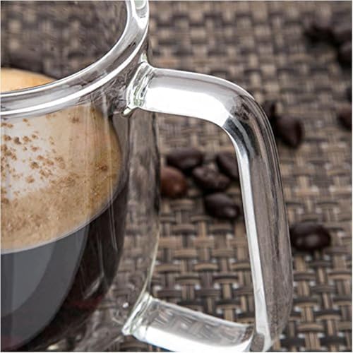 2 Adet 250 ml Çift Cidarlı Borosilikat Cam Kupa Bardak Termisil Dayanıklı Şeffaf Kahve Çay Espresso Fincanı Cam Bardak Seti