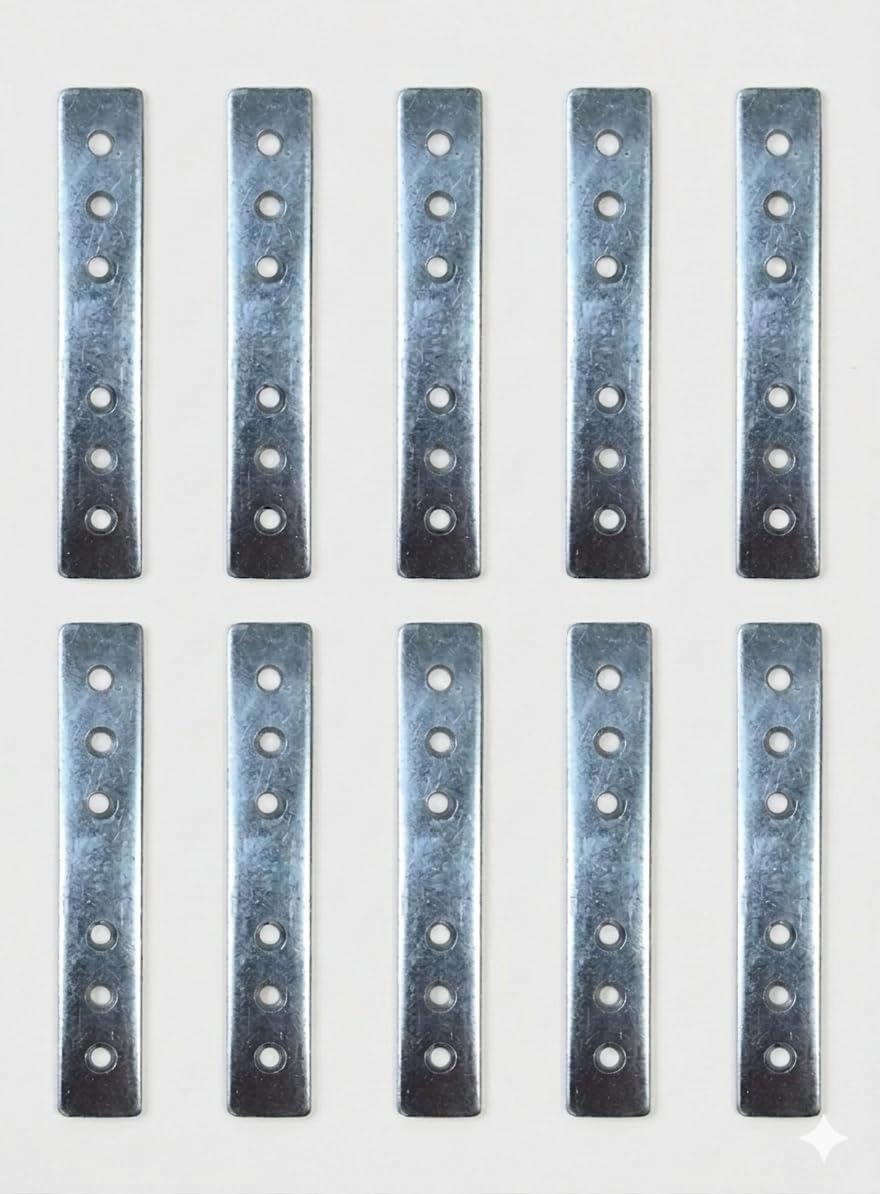 Düz Gönye, Galvanizli Metal, 15x90 mm, 6 Delikli, 10 Adet