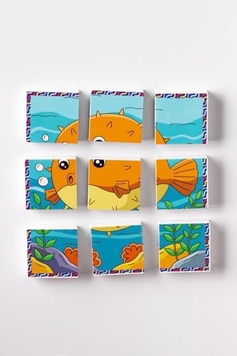 Alternative view of Manyetik Blok Çift Taraflı 9 Parçalı Mıknatıslı MELEK BALIĞI - BALON BALIĞI Puzzle - 2 Görsel YapBoz
