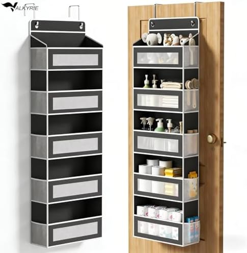 Kapı Arkası Organizer 5 Cepli Askılı Dolap Düzenleyici Çok Amaçlı Kapı Arkası Raf 20kg Taşıma Siyah