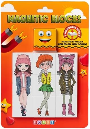 Alternative view of Manyetik Blok 3 Parçalı Yapboz Çift Taraflı - Şapkalı Kızlar Puzzle - 6 Şapkalı Kız Görseli