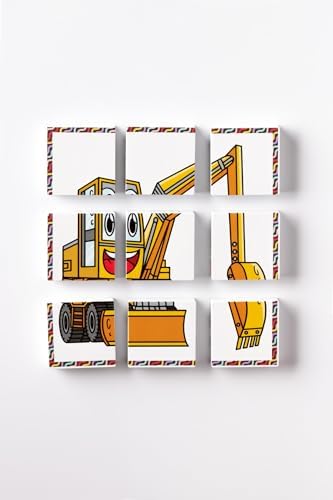 Manyetik Blok Çift Taraflı 9 Parçalı Mıknatıslı KEPÇE - FORKLİFT Puzzle - 2 Görsel YapBoz