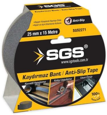 SGS Kaydırmaz Bant, Merdiven Güvenlik Bandı, Anti-Slip Tape, 25mm x 15m, SGS2271