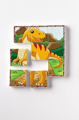 Manyetik Blok Çift Taraflı 9 Parçalı Mıknatıslı DİNOZOR Puzzle - 2 Görsel YapBoz