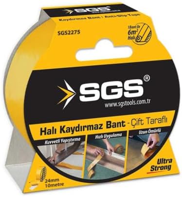 Alternative view of SGS Çift Taraflı Halı Kaydırmaz Bant, Ultra Güçlü, Sarı, 24mm x 10m