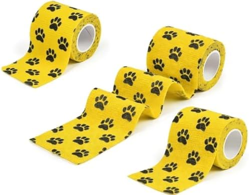 Octacare Su Geçirmez Kendinden Yapışkanlı Kedi ve Köpek Pati Bandajı, Sarı, 5 cm x 4.5 metre, 3 Adet