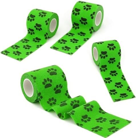 Octacare Su Geçirmez Kendinden Yapışkanlı Kedi ve Köpek Pati Bandajı, Yeşil, 5 cm x 4.5 metre, 4 Adet