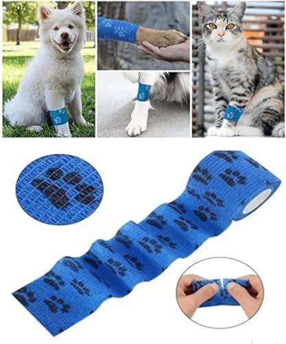 Octacare Kendinden Yapışkanlı Kedi ve Köpek Pati Bandajı, Mavi, 5 cm x 4.5 Metre, 3 Adet