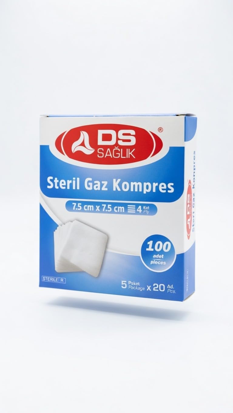 DS Sağlık Steril Gaz Kompres, 7.5 x 7.5 cm, 100 Adet