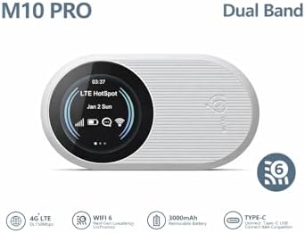 4G LTE Taşınabilir Mobil WiFi Modem SIM Kartlı Hotspot Router WiFi 6 Dual Band 2.4GHz 5GHz 3000mAh Batarya Type-C Şarj Destekli 10 Cihaz Bağlantı Seyahat Araç Ev Kullanımı | M10 Pro