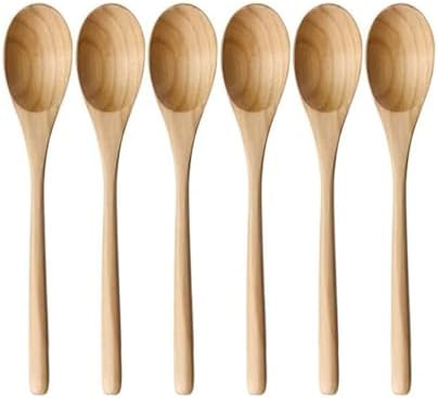 Doğal Ahşap Tatlı Kaşığı Seti, 17 cm, 6 Adet - Verniksiz El Yapımı Tahta Kaşık, Tatlı ve Baharat Servis Kaşığı, Şık Sunum ve Sofra Aksesuar