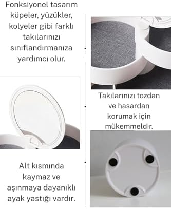 Alternative view of 4 Bölmeli Dönen Çekmeceli Takı kutusu Beyaz