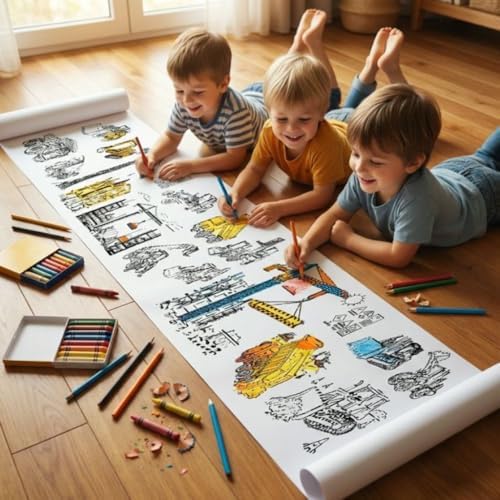Boyama Kağıdı Rulo İş Makineleri İnşaat Kitabı 4 Metre uzunluk 45 Cm Genişlik