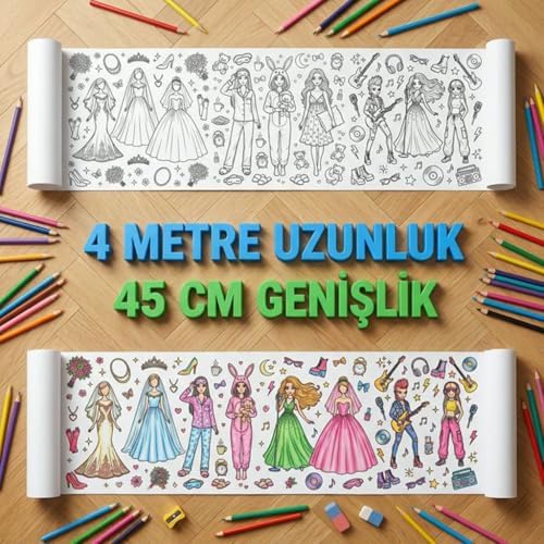 Boyama Kağıdı Mankenler Moda Dünyası Rulo 4 Metre uzunluk 45 Cm Genişlik