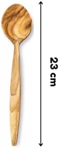 Doğal Zeytin Ağacı, El Yapımı Servis Kaşığı, 23 cm, Ahşap, Kahverengi, BPA, 1 Adet