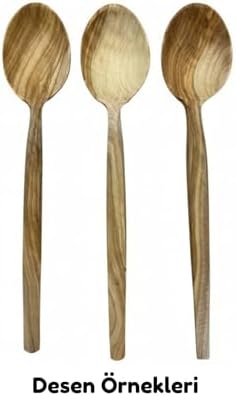 Doğal Zeytin Ağacı, El Yapımı Servis Kaşığı, 27 cm, Ahşap, Kahverengi, BPA, 1 Adet