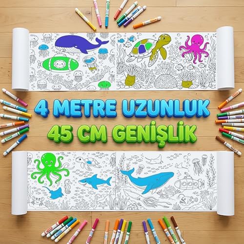 Dev Rulo Boyama Kağıdı Okyanus Macerası 4 Metre 45cm Genişlik