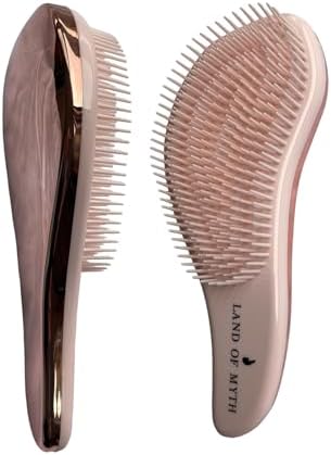 LAND OF MYTH - LOM1010 Curved Detangler, Yetişkin & Çocuklar İçin Kavisli Dolaşık Saç Açma ve Düğüm Çözücü Tarak & Fırça, Islak, Kuru, Düz, Kıvırcık Saçlar İçin (Rose)