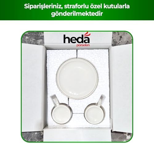 Heda Porselen Hayat Ağacı 4 Parça 2 Kişilik Porselen Kahve Fincan Takımı 100 ml – Şık Desenli Türk Kahvesi Seti