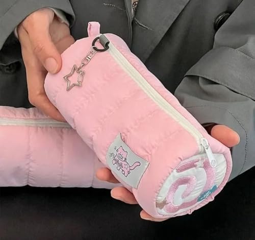Fufu Narutomaki Y2K Rulo Pembe Kalemlik Pembe Kırtasiye Makyaj Düzenleyici Çanta Kalem Kutusu