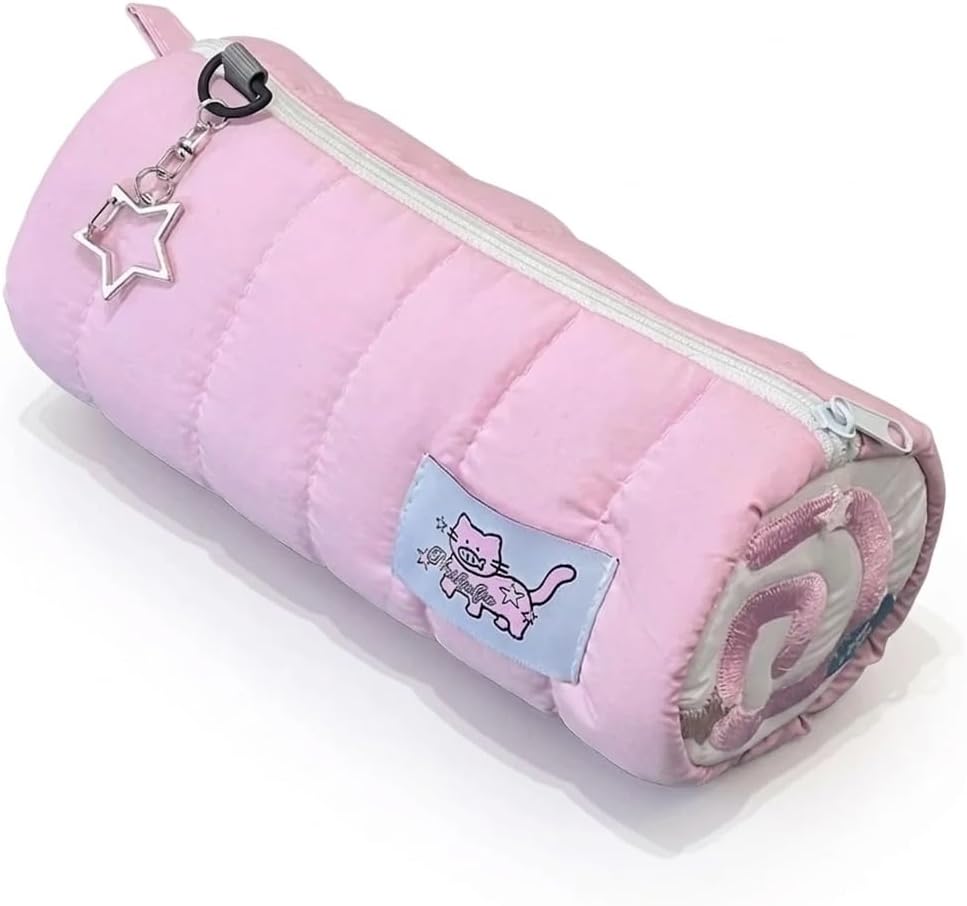 Alternative view of Fufu Narutomaki Y2K Rulo Pembe Kalemlik Pembe Kırtasiye Makyaj Düzenleyici Çanta Kalem Kutusu
