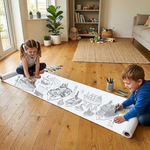 Çocuklar İçin Eğitici 4 Metre Dev Aktivite Rulosu Gemiler 45 Cm Genişliğinde