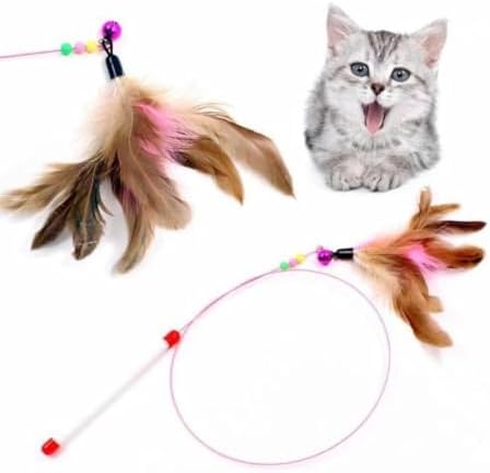 Tüylü Kedi Oltası – 90 cm Elastik ve Dayanıklı Kedi Oyuncağı, Zilli ve Boncuklu İnteraktif Kedi Oyuncağı, Uzun Esnek Saplı Kedi Çubuğu, Kediler İçin Eğlence Oyuncağı