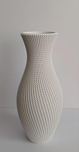 Alternative view of Plastik Modern Dekoratif Çiçeklik Vazo, Örgü Dokulu, Ev Dekorasyonu için Şık Tasarım (Beyaz)