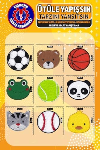 Ütü ile Yapışan Yama, Karışık Set-3 (9 ADET) Ütüyle Yapışan Nakış Dokuma Aplike Patch