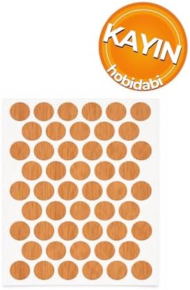 Yapışkanlı Vida Tapası Vida Kapatıcı Kapağı, 50 Adet (Kayın)