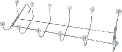 Metal Kapı Üstü Askılık, Krom Kaplama, 12 Kancalı, Gümüş Renk