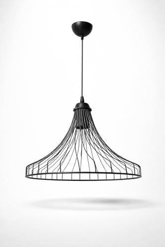 Modern Siyah Tel Avize Sarkıt Lamba – Endüstriyel Metal Pendant Light, Yemek Masası, Salon, Mutfak ve Yatak Odası için Minimal Tavan Aydınlatması