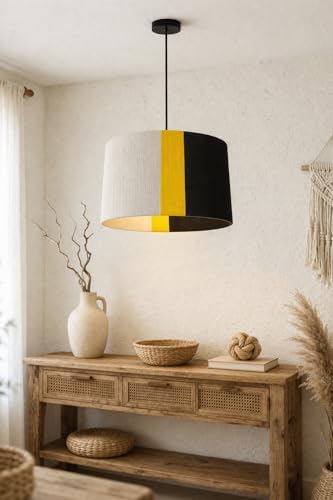 Modern Sarkıt Avize – 3 Renkli (Beyaz/Sarı/Siyah) Kumaş | Minimal Tavan Aydınlatma | Salon, Yemek Odası, Yatak Odası İçin Şık Pendant Lamp