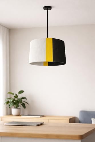 Alternative view of Modern Sarkıt Avize – 3 Renkli (Beyaz/Sarı/Siyah) Kumaş | Minimal Tavan Aydınlatma | Salon, Yemek Odası, Yatak Odası İçin Şık Pendant Lamp