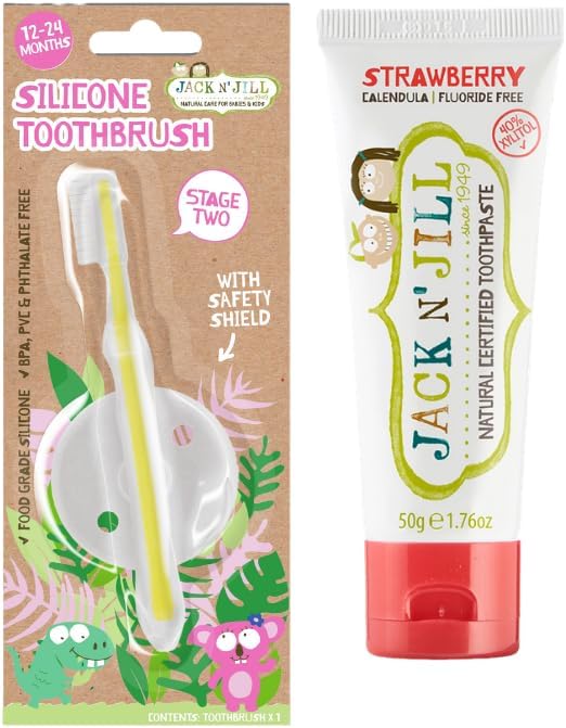 Alternative view of N' Jıll N Jill Bebek Diş Fırçalama Seti (Silikon Diş Fırçası + Çilek Aromalı Macun 50G)
