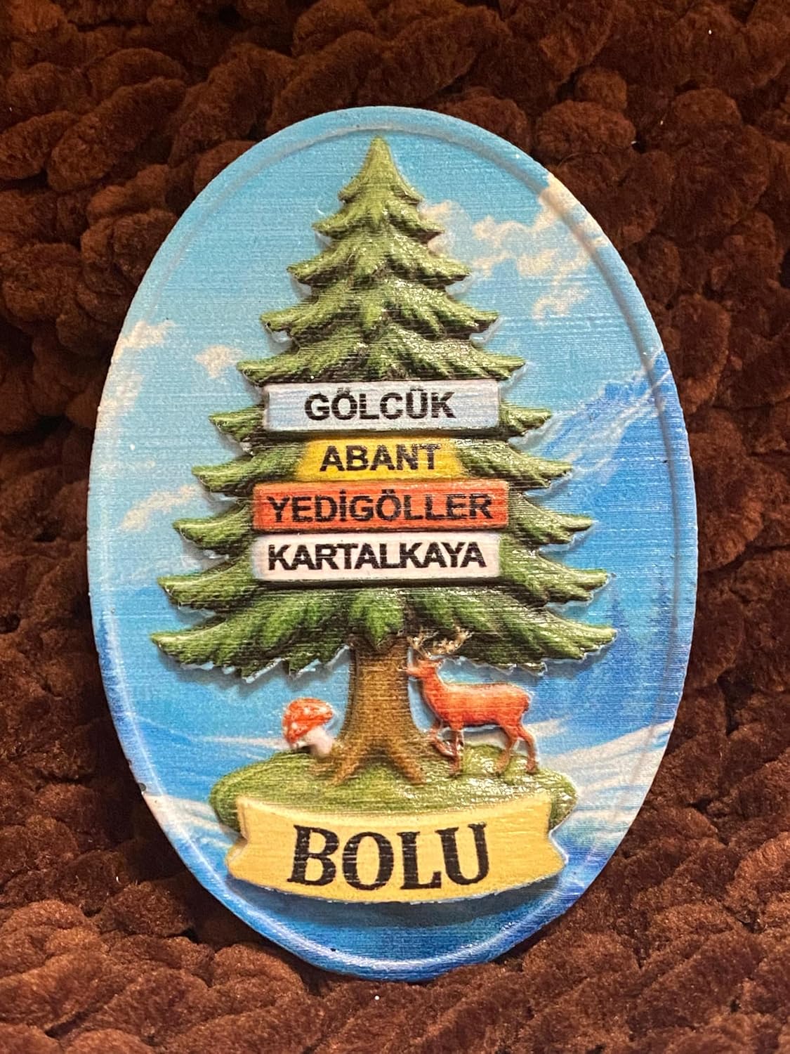 Bolu Temalı Oval Magnet, Gölcük Abant Yedigöller Kartalkaya, Hediyelik Buzdolabı Magneti