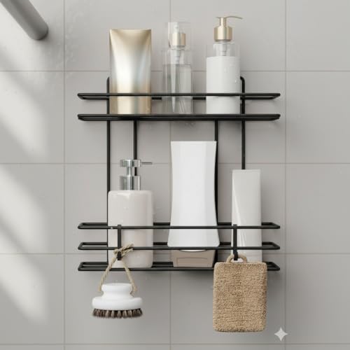 Alternative view of Yapışkanlı 2 Katlı Banyo Rafı Duş Şampuanlık Duvar Düzenleyici Organizer