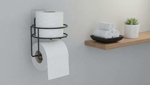 Alternative view of Yapışkanlı Tuvalet Kağıtlığı Tutacağı Askısı Mat Siyah Metal Tuvalet Kağıtlık Yuvarlak Model