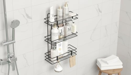 Paslanmaz Yapışkanlı 3 Katlı Banyo Rafı Duş Şampuanlık Duvar Düzenleyici Organizer