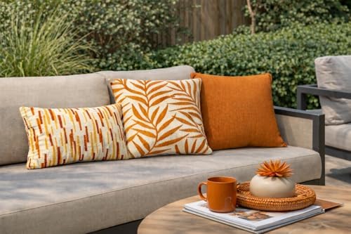 Sunset Base Dekoratif Yastık 45x45 cm – Suya Dayanıklı, Solmaya Dayanıklı Kumaş, Dolgulu Bahçe Balkon ve Teras Kırlenti (Turuncu)
