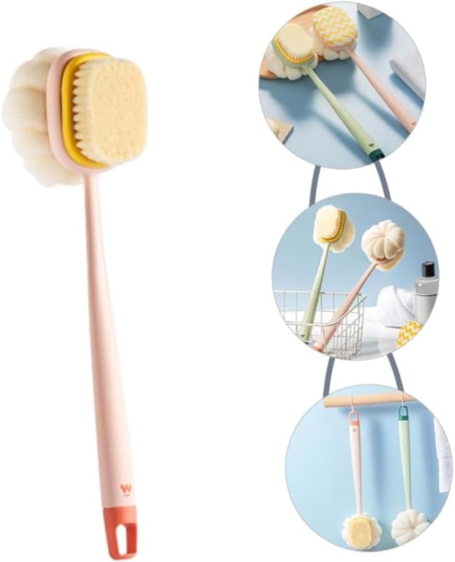 Alternative view of Çift Taraflı Banyo Duş Fırçası, 2'si 1 Arada Kıl ve Lifli Duş Fırçası, Uzun Saplı Masaj Etkili Çift Yönlü Banyo Bakım, Asorti