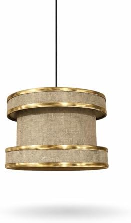 Lüks Altın Detaylı Sarkıt Avize – Kumaş Kaplama Modern Tavan Lambası, Şık & Minimal Tasarım, Salon, Yemek Odası ve Yatak Odası İçin Dekoratif Aydınlatma (Bej-Alton)