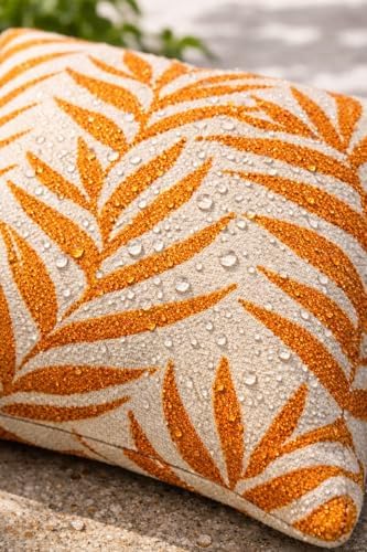 Alternative view of Sunset Leaf Turuncu - Krem Dekoratif Yastık 45x45 cm – desen, Solmaya Dayanıklı Kumaş, Suya Dayanıklı, Dolgulu, Bahçe, Balkon ve Teras Kırlenti