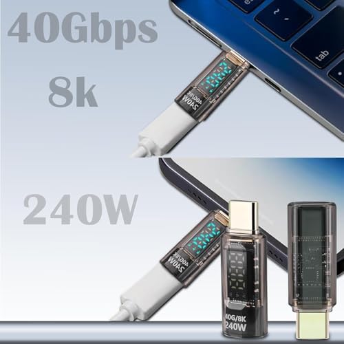 USB-C Güç Ölçer LED Ekranlı Adaptör 240W PD 3.1 Hızlı Şarj 40Gbps Veri 8K Video Destekli Type-C Erkek Dişi Dönüştürücü Voltaj Akım Watt Test Cihazı Tak Çalıştır Kompakt Tasarım | ZR1141