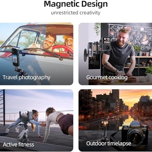 Manyetik Aksiyon Kamera Tutucu 360° Döner Çift Bilyalı Başlık Metal Montaj Aparatı Güçlü Mıknatıslı Araç Dışı Çekim Vlog Video Kayıt Sabitleyici 1/4 Adaptörlü, CMM-001
