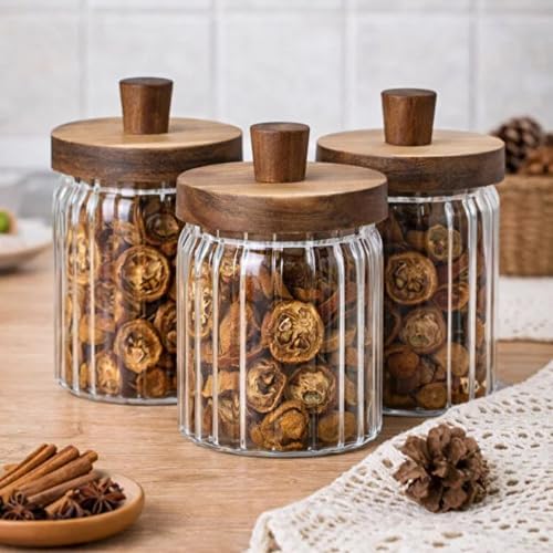 Alternative view of Ahşap Kulplu Kapaklı 3’lü Cam Kavanoz Seti | 450 ml + 450 ml + 450 ml | Gıda Saklama Kavanozu