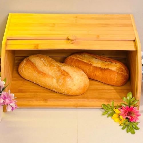 Alternative view of Doğal Bambu DEMONTE Ekmeklik, Ekmek Kutusu, Kayar Kapaklı, Geniş Hacimli, 38 x 23 x 19 cm