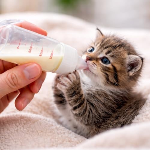 SOGUD Yavru Kedi Köpek Biberonu 50 ml – Evcil Hayvan Süt ve Mama Besleme Şişesi Seti, Ölçekli Mini Tasarım, 2 Yedek Silikon Emzikli, Temizleme Fırçalı, Yeni Doğan ve Yetim Yavru Bakım Aparatı