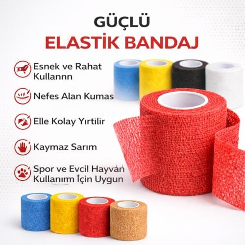 Alternative view of SOGUD Mavi Elastik Bandaj – Çok Amaçlı Spor ve Veteriner Bandajı, Esnek Destek Sargısı, Bilek Diz Ayak ve Kas Koruyucu Bandaj, Köpek ve Kedi İçin Koruyucu Sarma Bandı, Nefes Alabilir