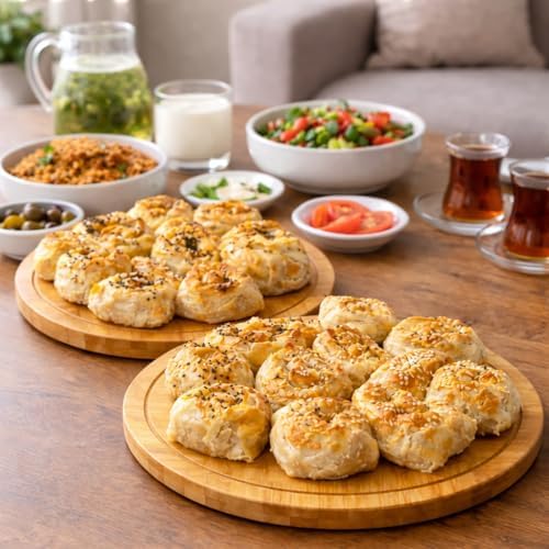 Alternative view of Bambu Pizza Servis Tabağı 32 cm – Yuvarlak Ahşap Sunum Tepsisi, Doğal Bambu Kesme & Servis Tahtası, Pizza & Kahvaltı Sunumu İçin
